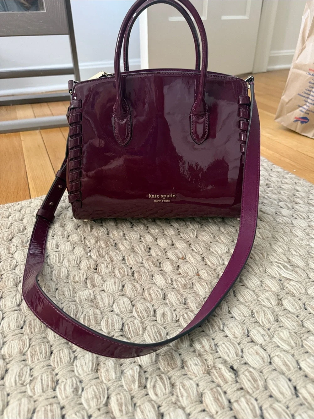 kate spade Glossy Patent Tote in Plum